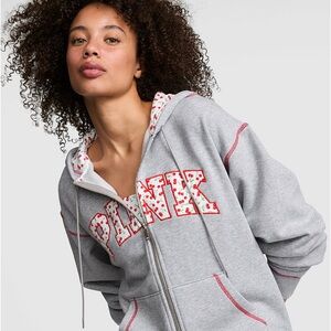 PINK Victoria's Secret Berry Full Zip Hooded Sweatshirt Frankies Bikini